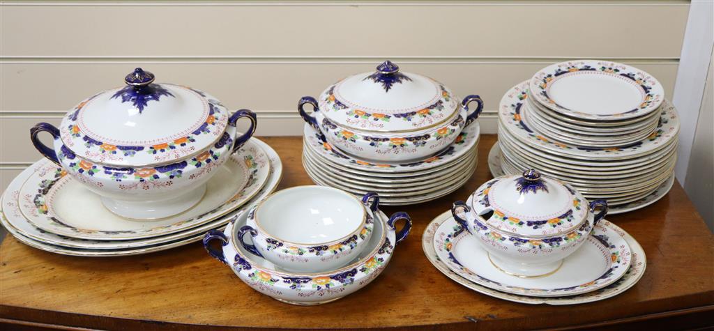 A Staffordshire S. Fielding & Co., Devon ware part dinner service, including graduated meat dishes and sauce, vegetable and soup ture